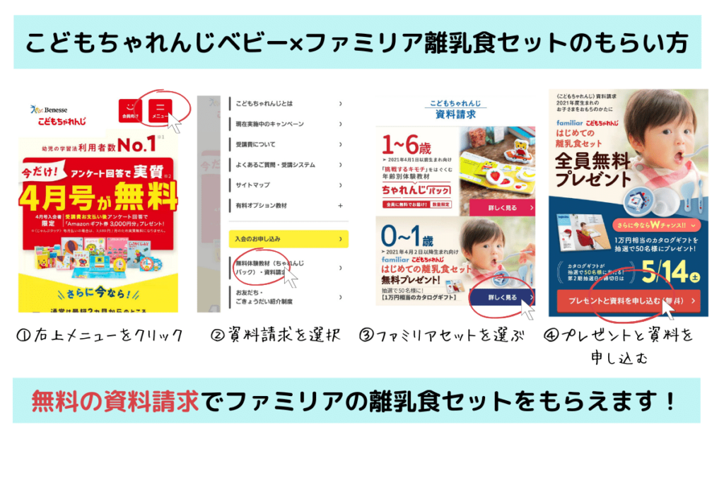 こどもちゃれんじベビー×ファミリア離乳食セットのもらい方